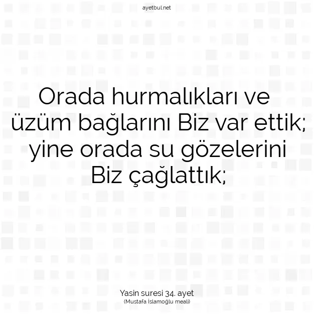 Ayetbul | Kuran Mealleri | Quran | Yasin suresi 34. ayet