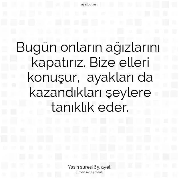 Ayetbul | Kuran Mealleri | Quran | Yasin suresi 65. ayet