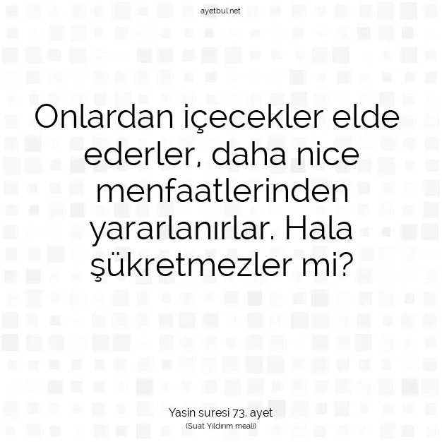 Ayetbul | Kuran Mealleri | Quran | Yasin suresi 73. ayet