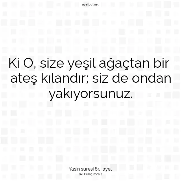 Ayetbul | Kuran Mealleri | Quran | Yasin suresi 80. ayet