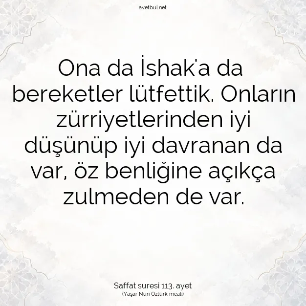 Ayetbul | Kuran Mealleri | Quran | Saffat suresi 113. ayet