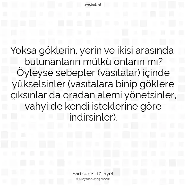 Ayetbul | Kuran Mealleri | Quran | Sad suresi 10. ayet