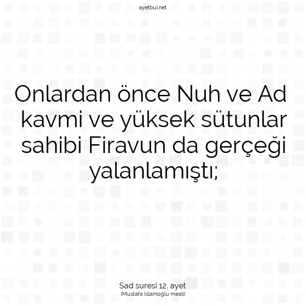 Ayetbul | Kuran Mealleri | Quran | Sad suresi 12. ayet