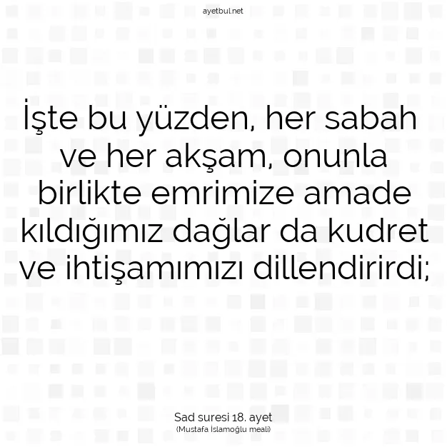 Ayetbul | Kuran Mealleri | Quran | Sad suresi 18. ayet