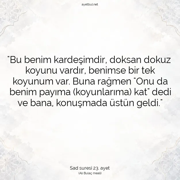Ayetbul | Kuran Mealleri | Quran | Sad suresi 23. ayet