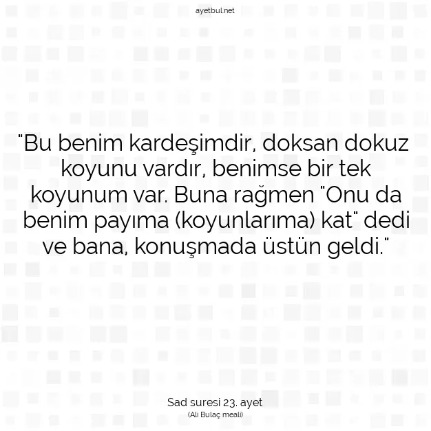 Ayetbul | Kuran Mealleri | Quran | Sad suresi 23. ayet
