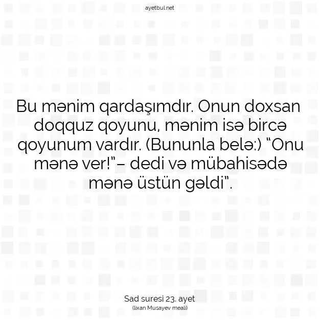 Ayetbul | Kuran Mealleri | Quran | Sad suresi 23. ayet