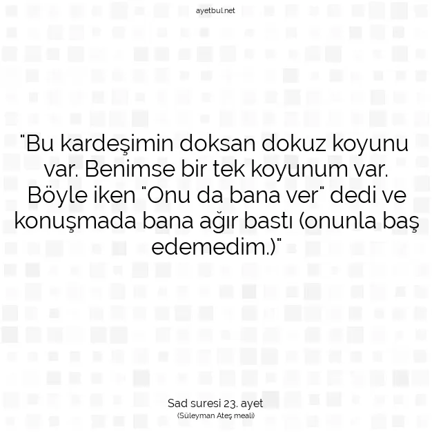 Ayetbul | Kuran Mealleri | Quran | Sad suresi 23. ayet