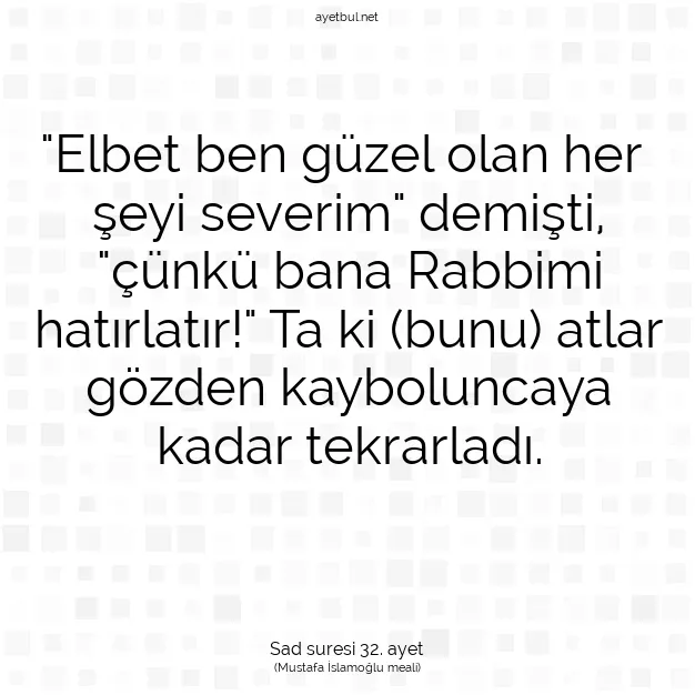 Ayetbul | Kuran Mealleri | Quran | Sad suresi 32. ayet