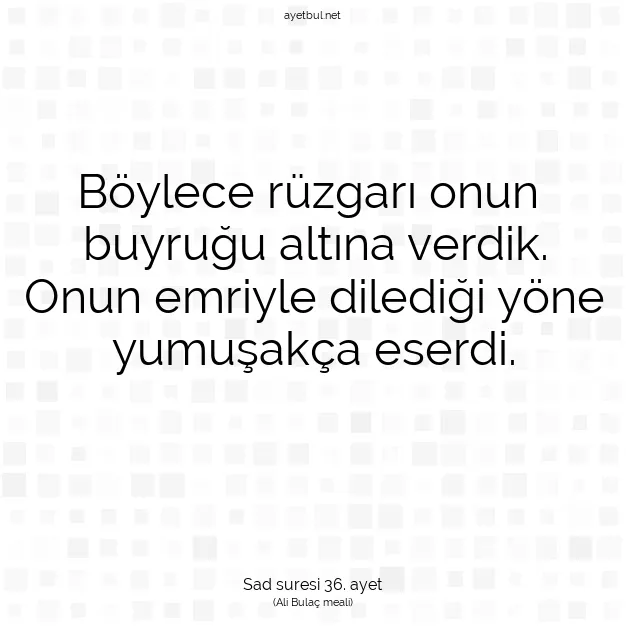 Ayetbul | Kuran Mealleri | Quran | Sad suresi 36. ayet