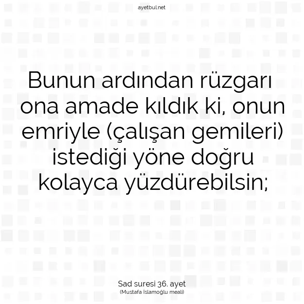 Ayetbul | Kuran Mealleri | Quran | Sad suresi 36. ayet