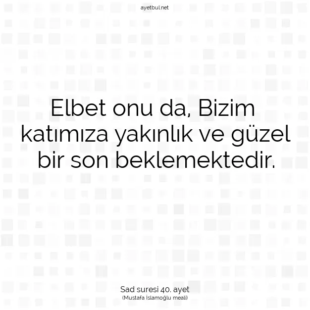 Ayetbul | Kuran Mealleri | Quran | Sad suresi 40. ayet