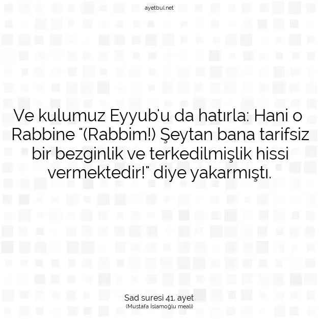 Ayetbul | Kuran Mealleri | Quran | Sad suresi 41. ayet