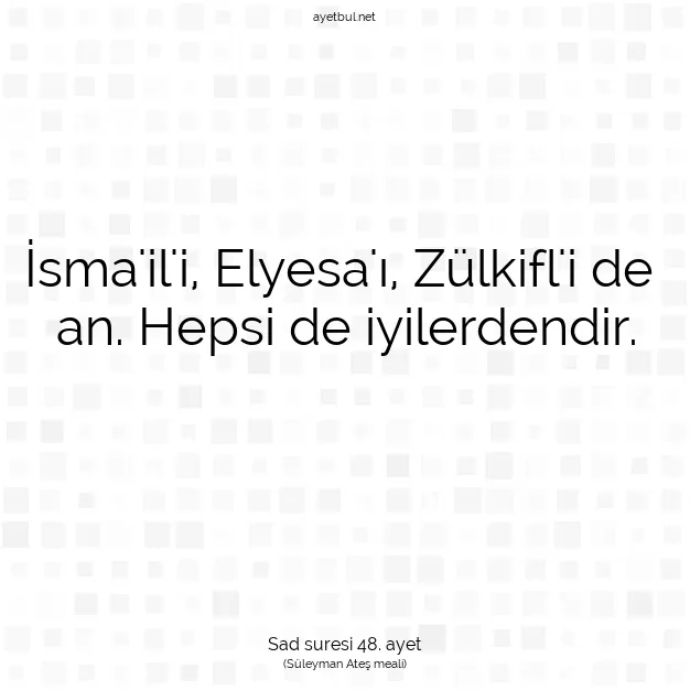 Ayetbul | Kuran Mealleri | Quran | Sad suresi 48. ayet