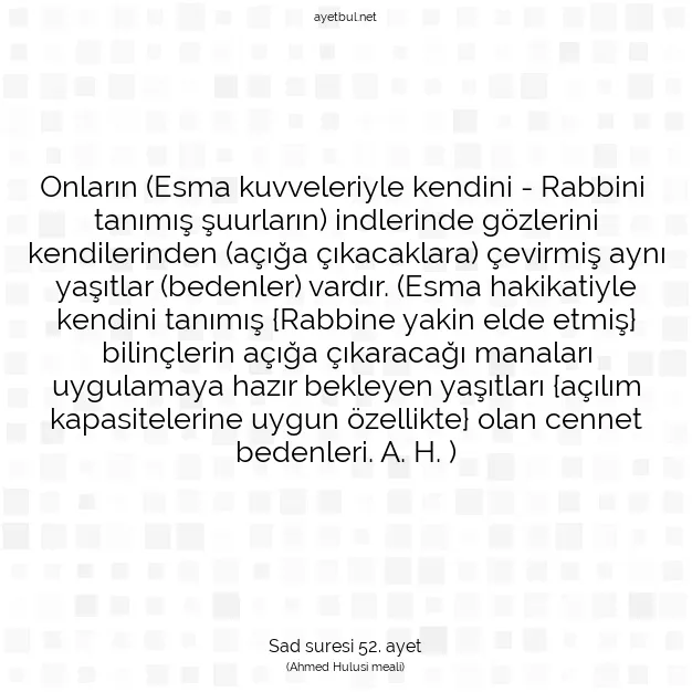 Ayetbul | Kuran Mealleri | Quran | Sad suresi 52. ayet