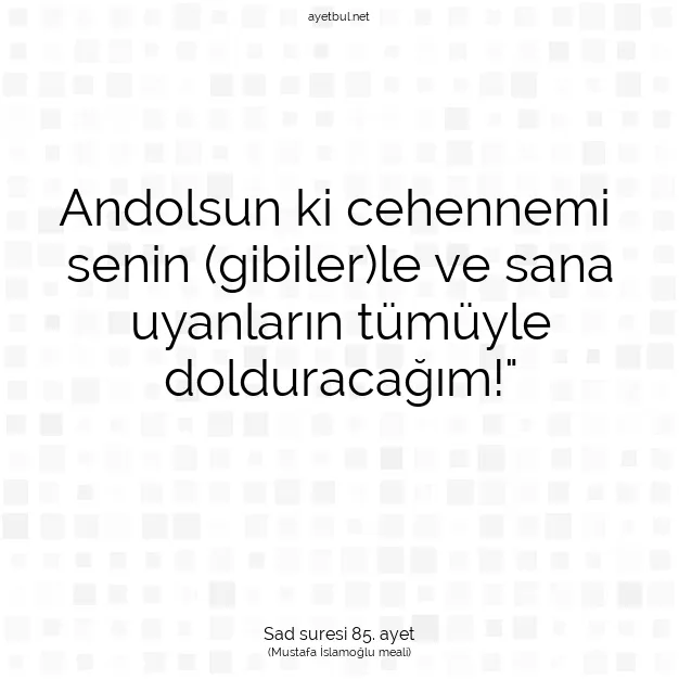 Ayetbul | Kuran Mealleri | Quran | Sad suresi 85. ayet