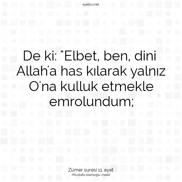Ayetbul | Kuran Mealleri | Quran | Zümer suresi 11. ayet