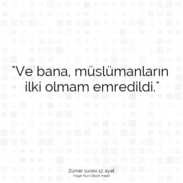 Ayetbul | Kuran Mealleri | Quran | Zümer suresi 12. ayet