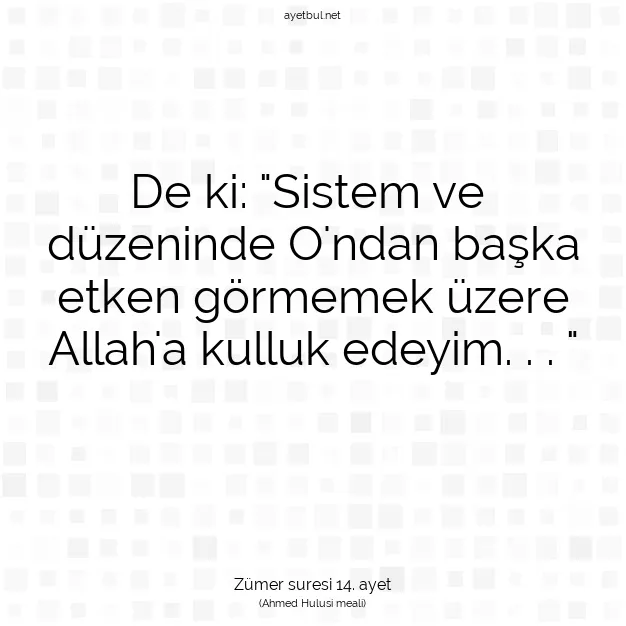 Ayetbul | Kuran Mealleri | Quran | Zümer suresi 14. ayet