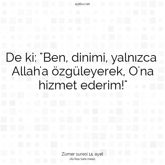 Ayetbul | Kuran Mealleri | Quran | Zümer suresi 14. ayet