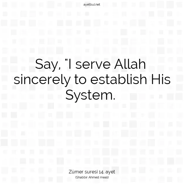 Ayetbul | Kuran Mealleri | Quran | Zümer suresi 14. ayet