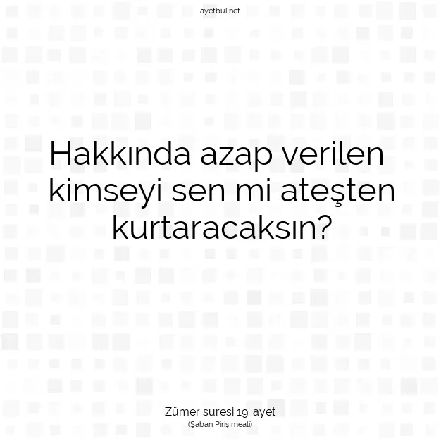 Ayetbul | Kuran Mealleri | Quran | Zümer suresi 19. ayet