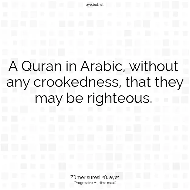 Ayetbul | Kuran Mealleri | Quran | Zümer suresi 28. ayet