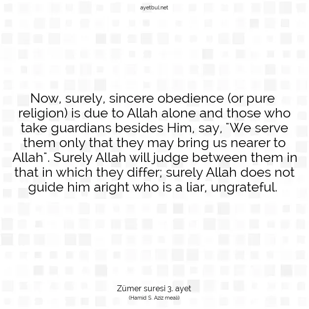 Ayetbul | Kuran Mealleri | Quran | Zümer suresi 3. ayet