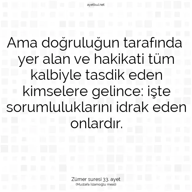 Ayetbul | Kuran Mealleri | Quran | Zümer suresi 33. ayet