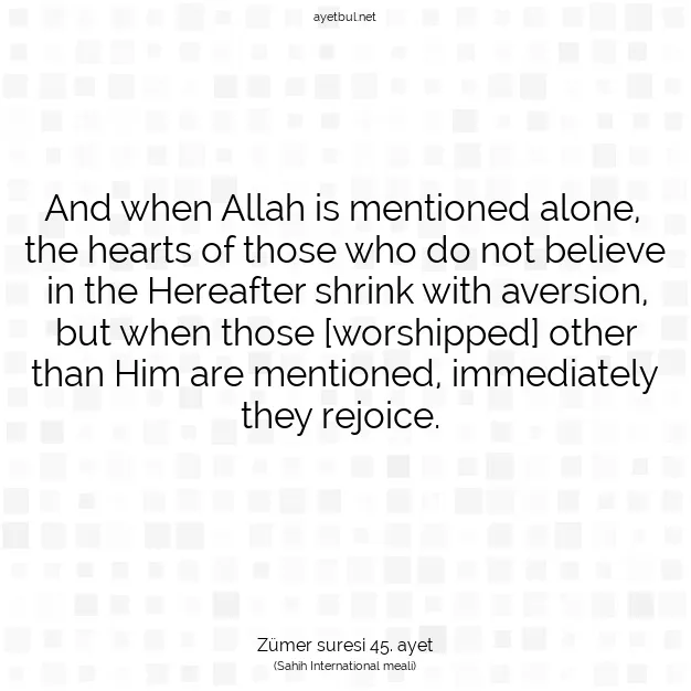 Ayetbul | Kuran Mealleri | Quran | Zümer suresi 45. ayet