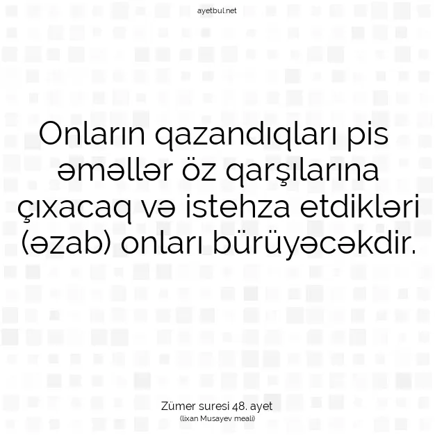 Ayetbul | Kuran Mealleri | Quran | Zümer suresi 48. ayet