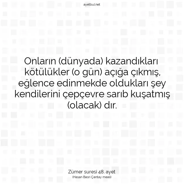 Ayetbul | Kuran Mealleri | Quran | Zümer suresi 48. ayet