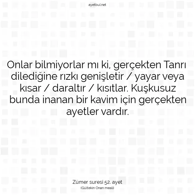 Ayetbul | Kuran Mealleri | Quran | Zümer suresi 52. ayet