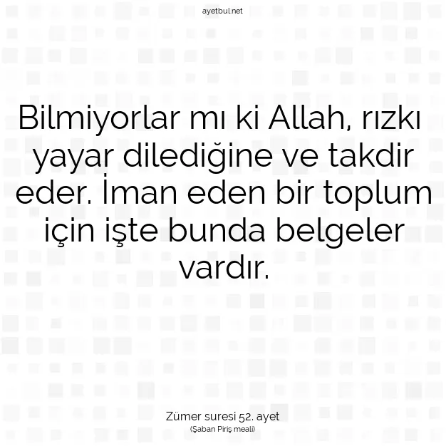 Ayetbul | Kuran Mealleri | Quran | Zümer suresi 52. ayet