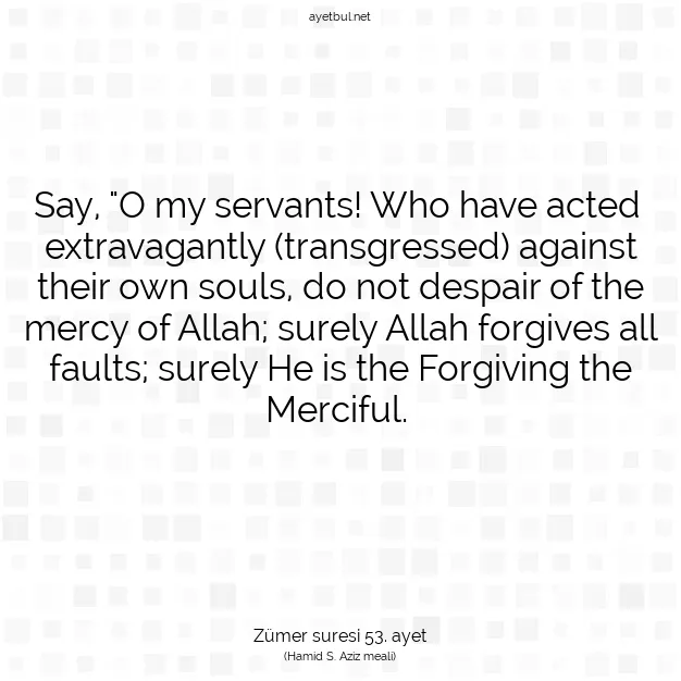 Ayetbul | Kuran Mealleri | Quran | Zümer suresi 53. ayet
