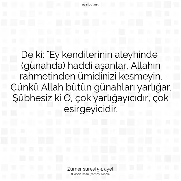 Ayetbul | Kuran Mealleri | Quran | Zümer suresi 53. ayet
