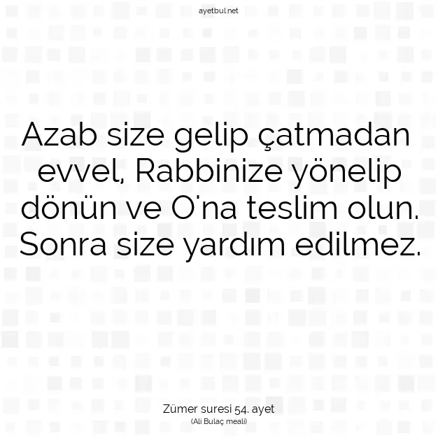 Ayetbul | Kuran Mealleri | Quran | Zümer suresi 54. ayet