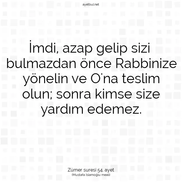 Ayetbul | Kuran Mealleri | Quran | Zümer suresi 54. ayet