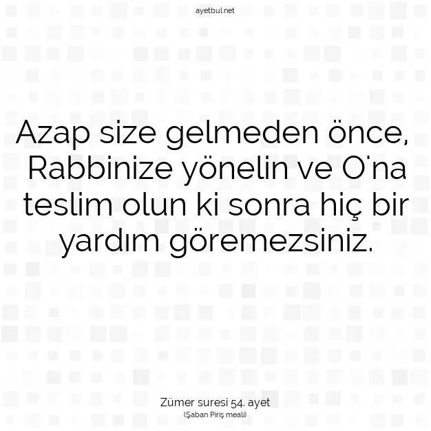 Ayetbul | Kuran Mealleri | Quran | Zümer suresi 54. ayet