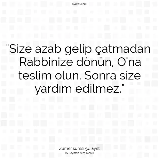 Ayetbul | Kuran Mealleri | Quran | Zümer suresi 54. ayet