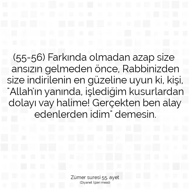 Ayetbul | Kuran Mealleri | Quran | Zümer suresi 55. ayet