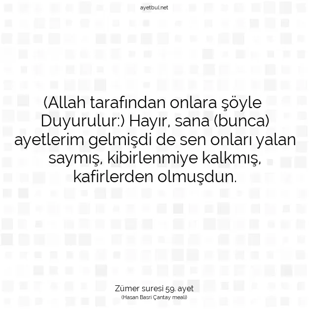Ayetbul | Kuran Mealleri | Quran | Zümer suresi 59. ayet