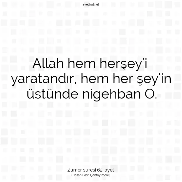 Ayetbul | Kuran Mealleri | Quran | Zümer suresi 62. ayet
