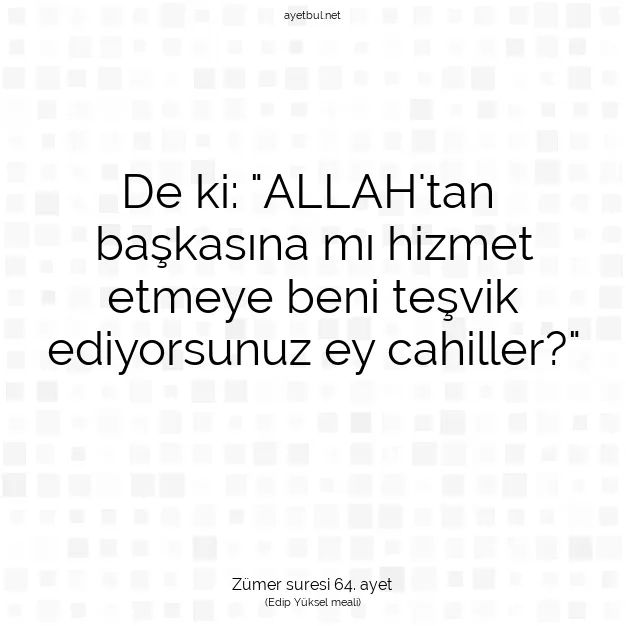 Ayetbul | Kuran Mealleri | Quran | Zümer suresi 64. ayet