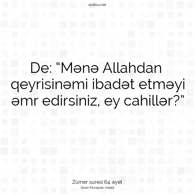 Ayetbul | Kuran Mealleri | Quran | Zümer suresi 64. ayet