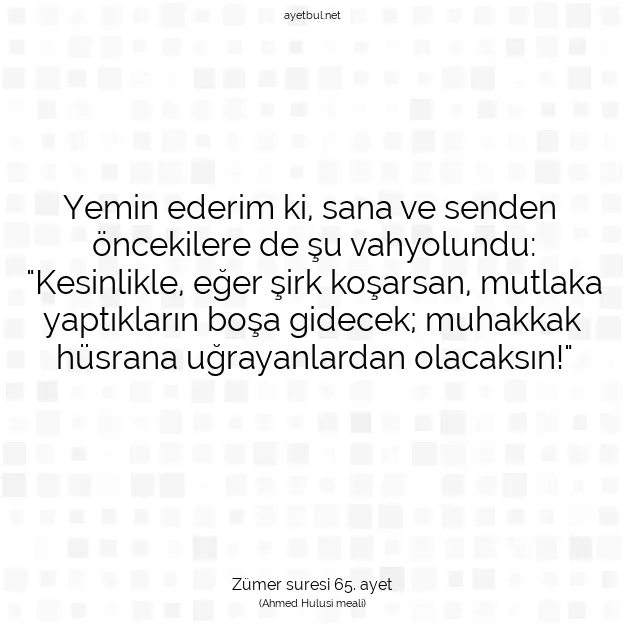 Ayetbul | Kuran Mealleri | Quran | Zümer suresi 65. ayet