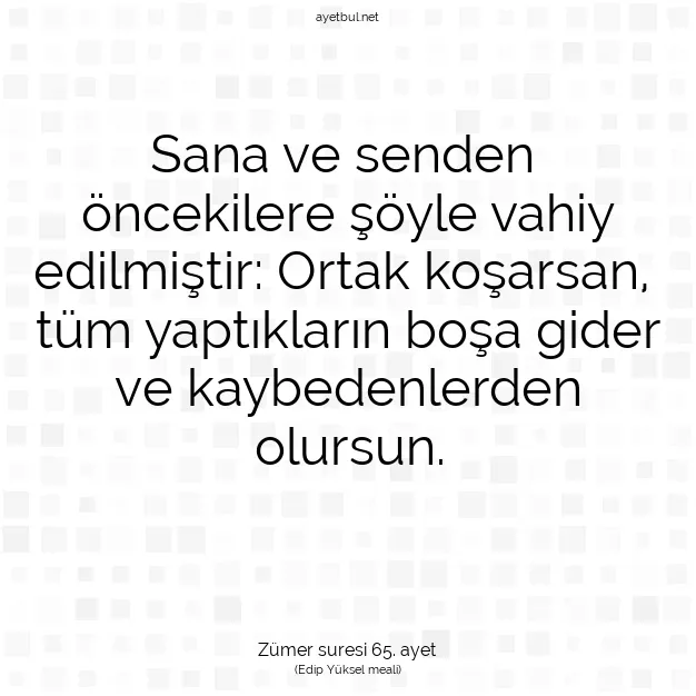 Ayetbul | Kuran Mealleri | Quran | Zümer suresi 65. ayet