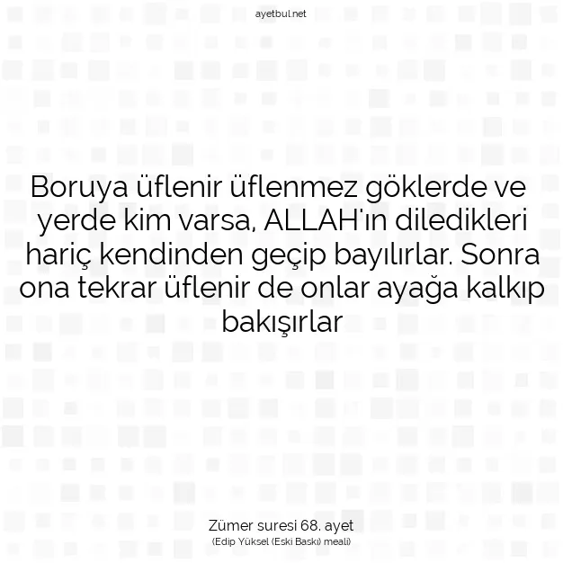 Ayetbul | Kuran Mealleri | Quran | Zümer suresi 68. ayet