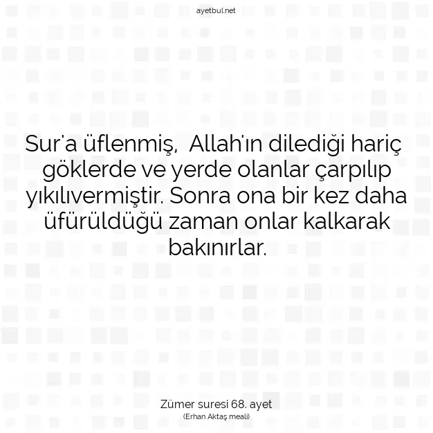 Ayetbul | Kuran Mealleri | Quran | Zümer suresi 68. ayet