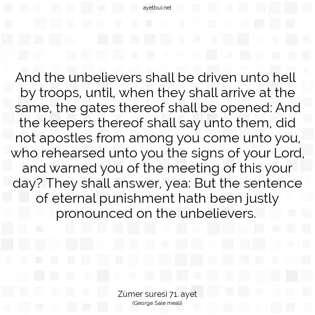Ayetbul | Kuran Mealleri | Quran | Zümer suresi 71. ayet